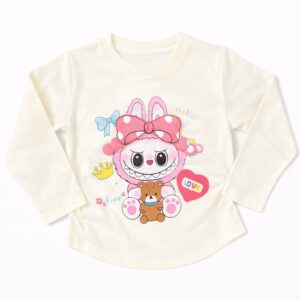 Franela beige labubu con lazo